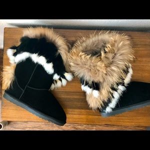 Stylish CAPE ROBBIN Black Suede Faux Fur Booties